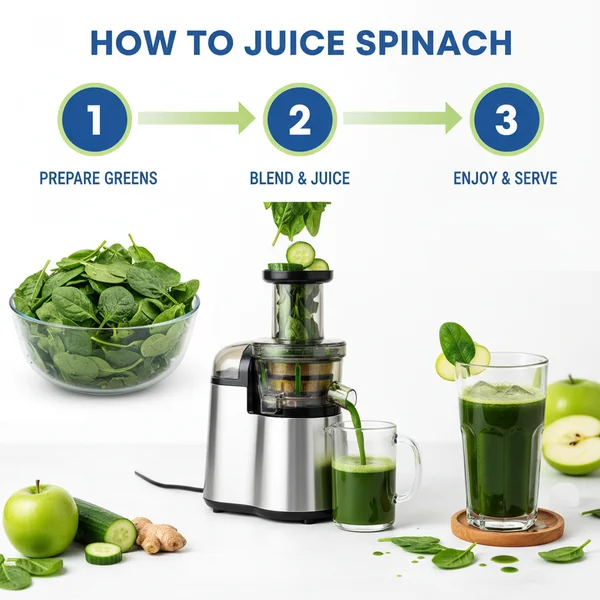 how to juice spinach - delicious homemade recipe photo