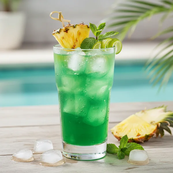 midori drinks with pineapple juice - delicious homemade recipe photo