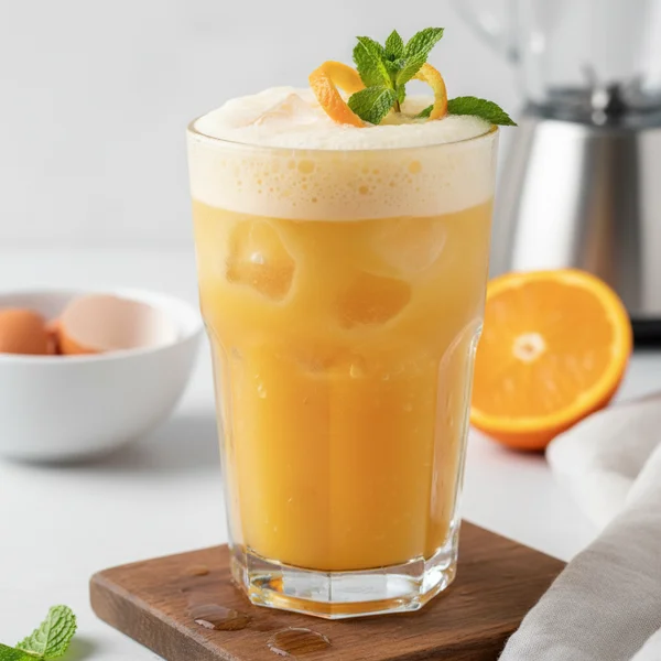 orange juice and egg - delicious homemade recipe photo