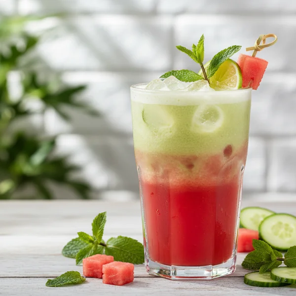 watermelon and cucumber juice - delicious homemade recipe photo