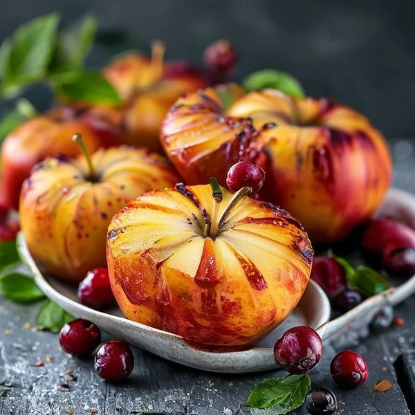 baked apples and cranberries - delicious homemade recipe photo