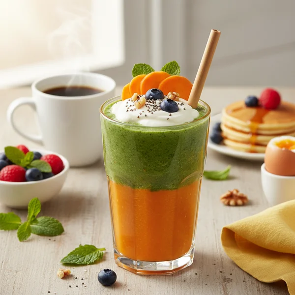carrot and spinach smoothie - delicious homemade recipe photo