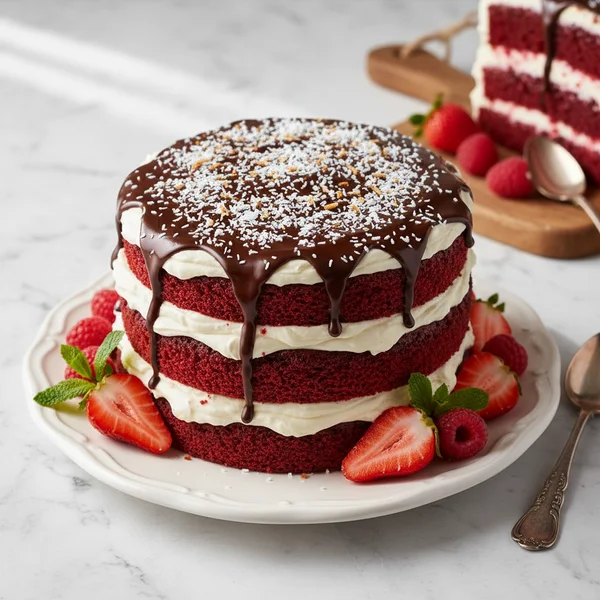 coconut red velvet cake - delicious homemade recipe photo