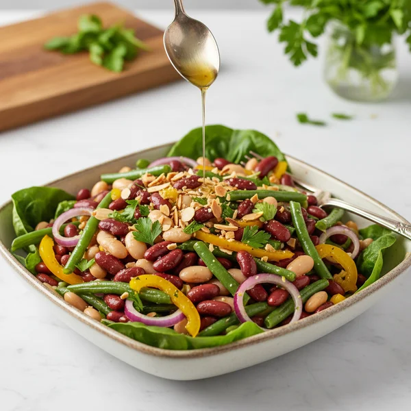 easy three bean salad - delicious homemade recipe photo