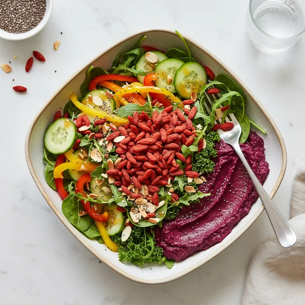goji berries acai bowl - delicious homemade recipe photo