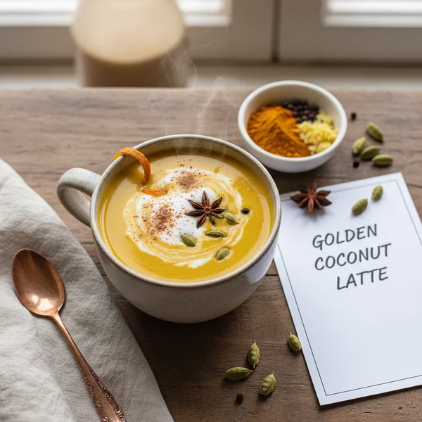 golden milk with coconut milk - delicious homemade recipe photo
