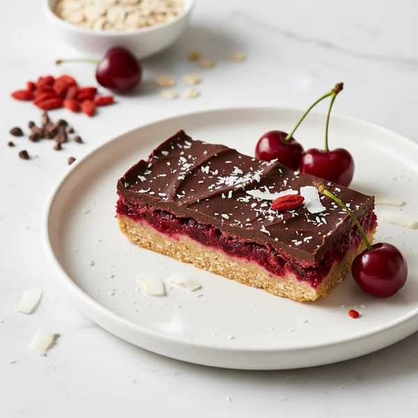 healthy cherry ripe slice - delicious homemade recipe photo