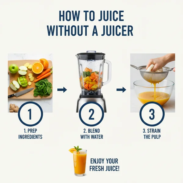 how to juice without a juicer - delicious homemade recipe photo