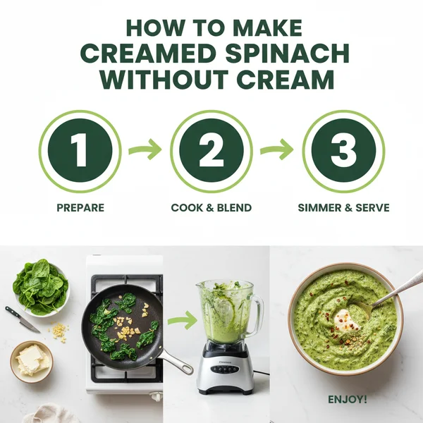 how to make creamed spinach without cream - delicious homemade recipe photo