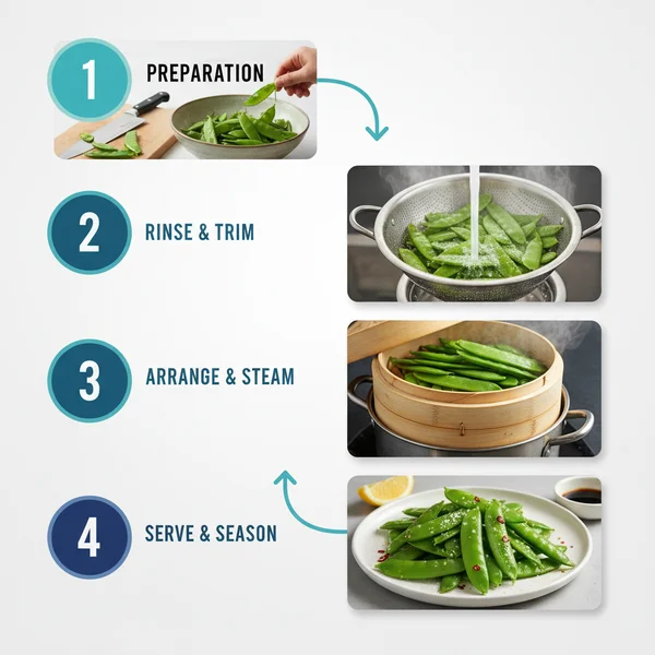 how to steam snow peas - delicious homemade recipe photo