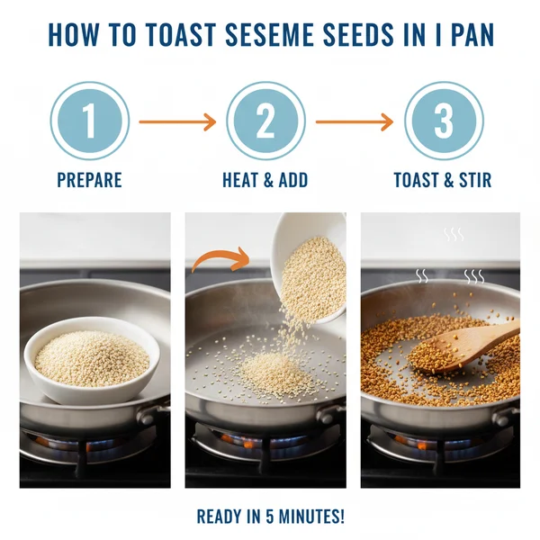 how to toast sesame seeds in a pan - delicious homemade recipe photo