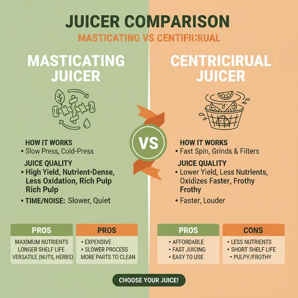 masticating juicer vs centrifugal juicer - delicious homemade recipe photo