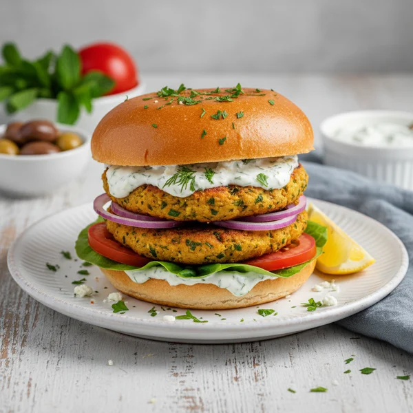 mediterranean chickpea burger recipe - delicious homemade recipe photo