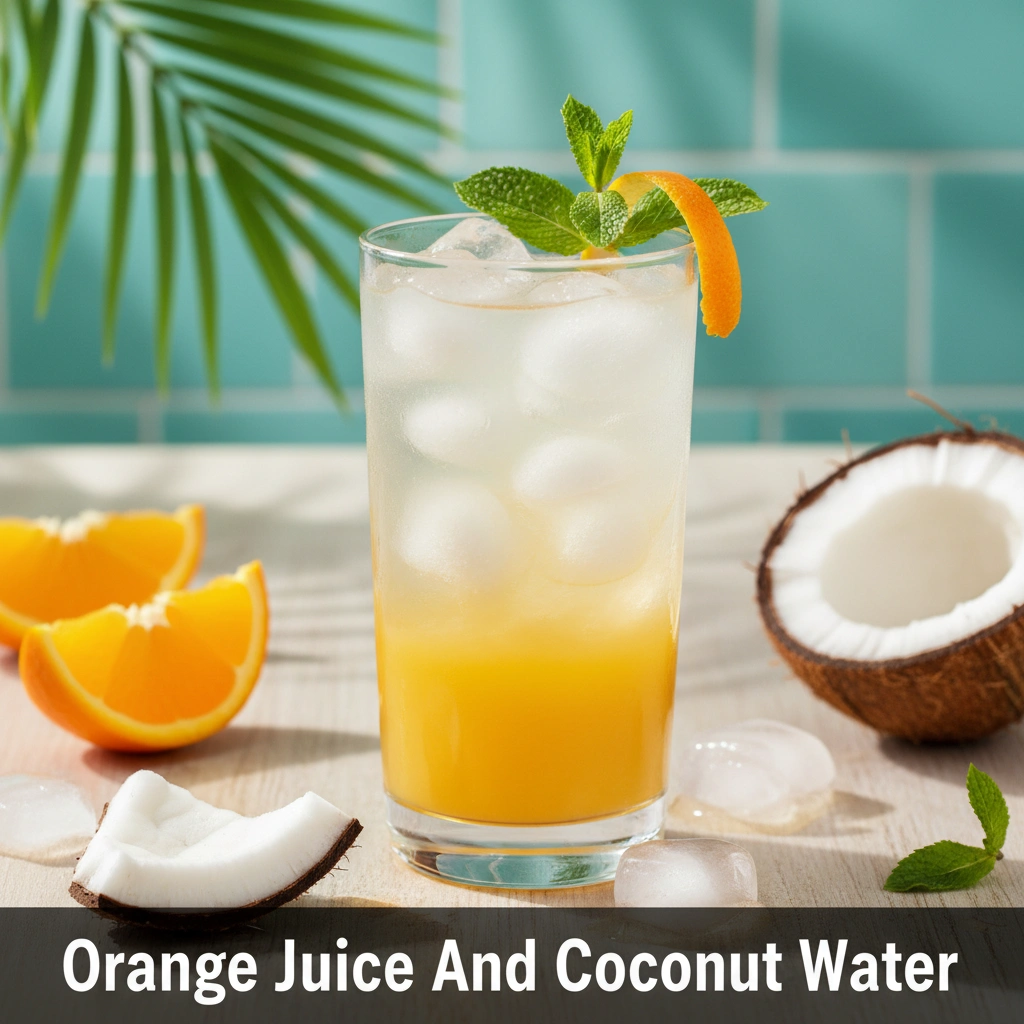 orange juice and coconut water - delicious homemade recipe photo