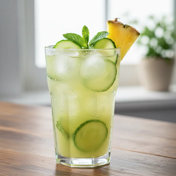 pineapple and cucumber juice - delicious homemade recipe photo