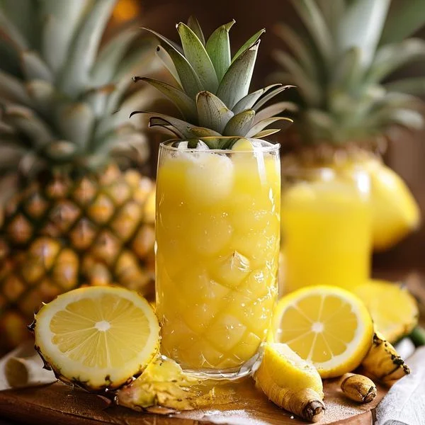 pineapple lemon ginger juice recipe - delicious homemade recipe photo