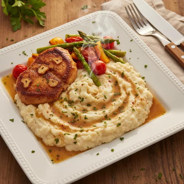 roasted garlic cauliflower mash - delicious homemade recipe photo