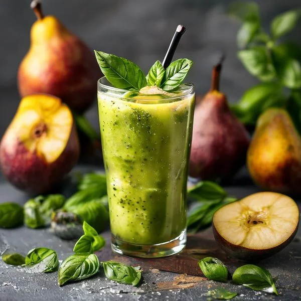 smoothie pear basil recipe - delicious homemade recipe photo