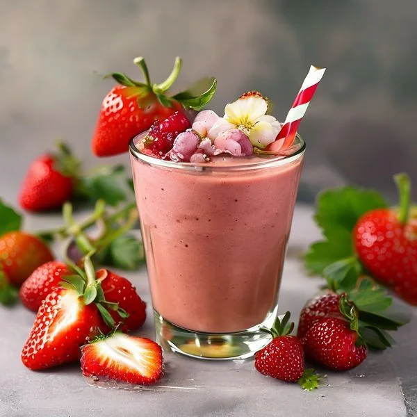 strawberry and grape smoothie - delicious homemade recipe photo
