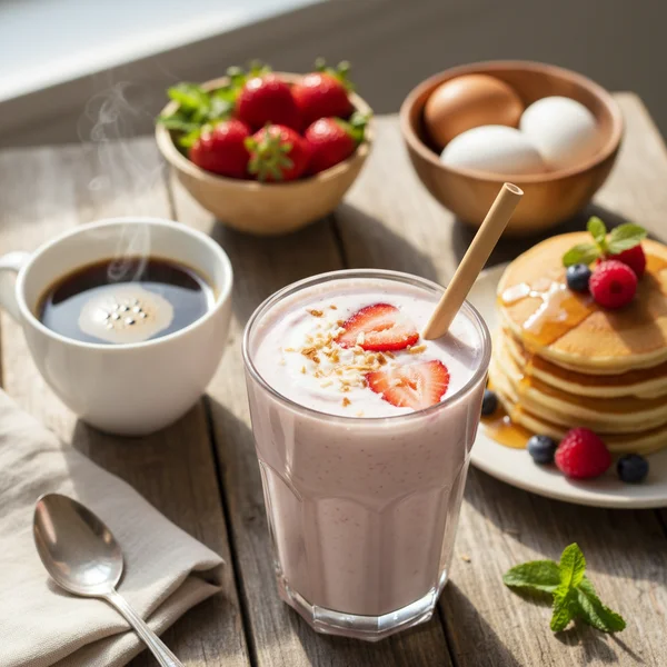 strawberry coconut milk smoothie - delicious homemade recipe photo
