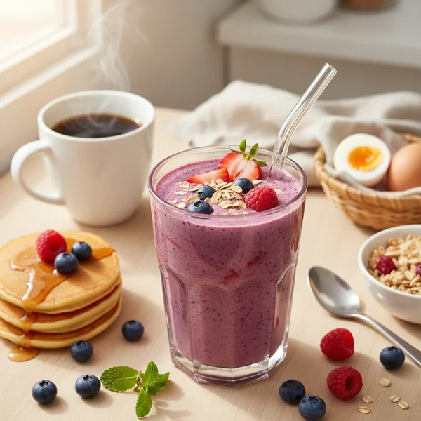 triple berry oat smoothie - delicious homemade recipe photo