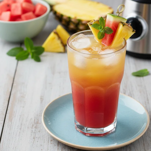 watermelon and pineapple juice - delicious homemade recipe photo