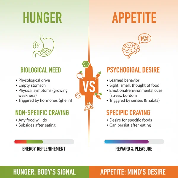 what is the difference between hunger and appetite - delicious homemade recipe photo